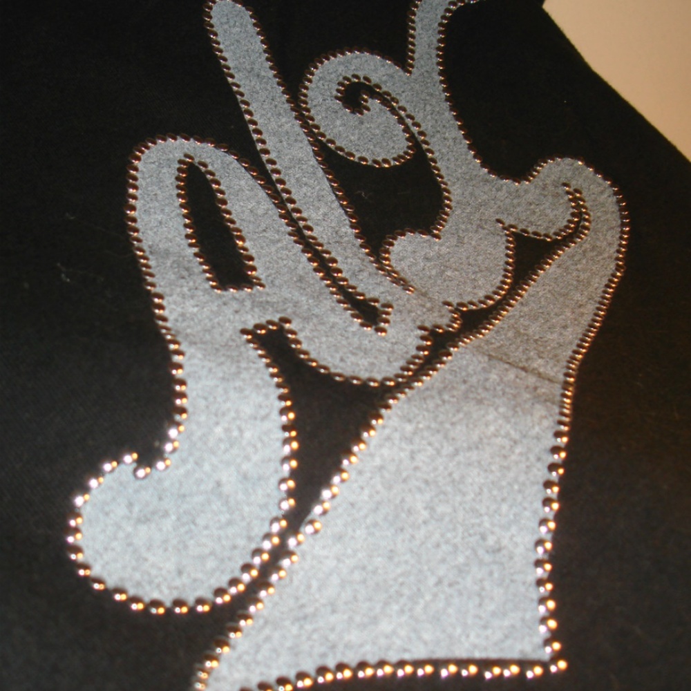 🌷Armani Exchange Logo TShirt Blingy Metal Beads - Picture 2 of 5